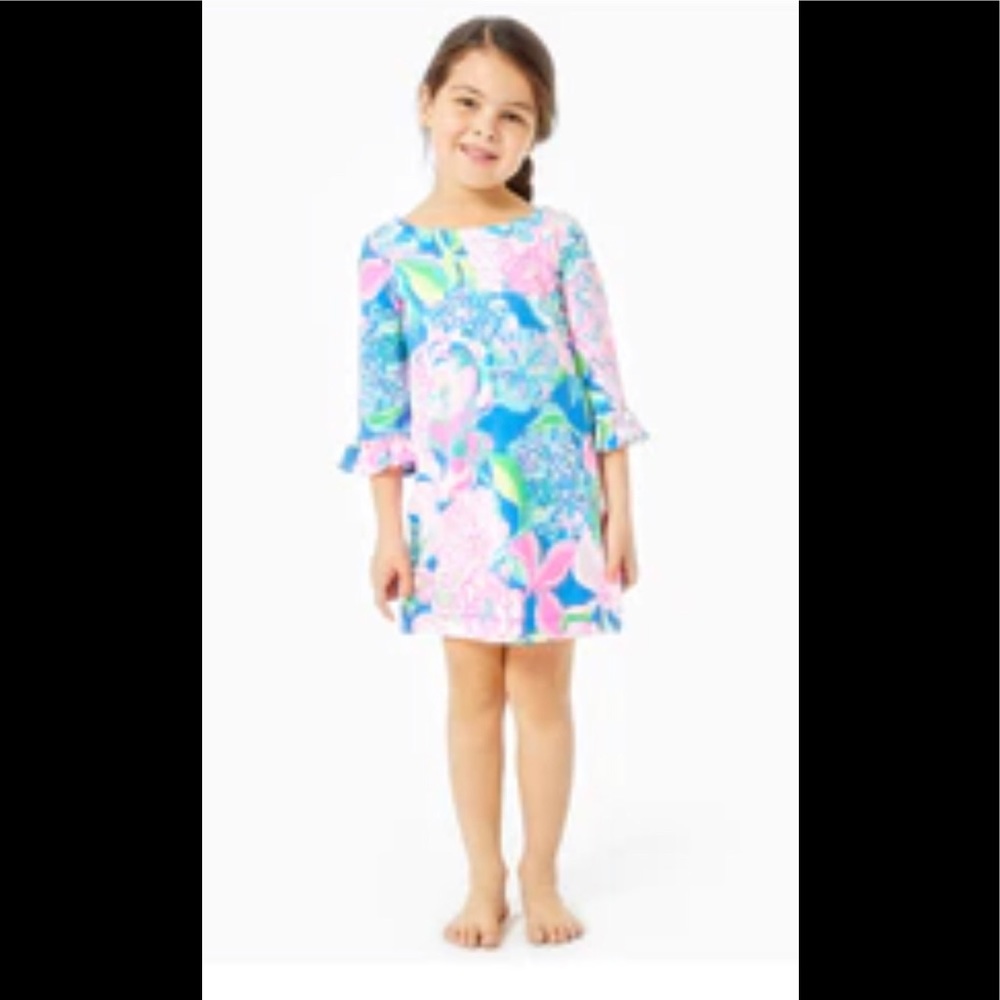 Lilly Pulitzer Mini Sophie Ruffle dress in Peony For Your Thoughts, (Girls 8-10)